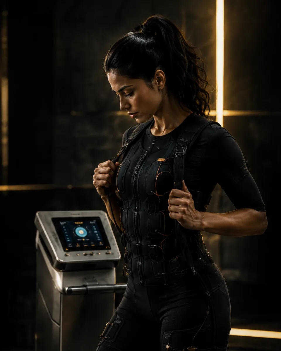 سيدة أثناء جلسة تدريب EMS في Pro Shape